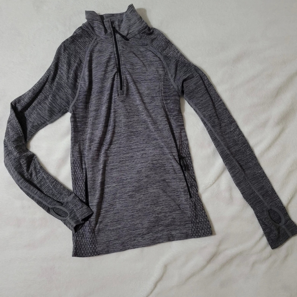 Grey Pullover Half Zip Athletic Longsleeve